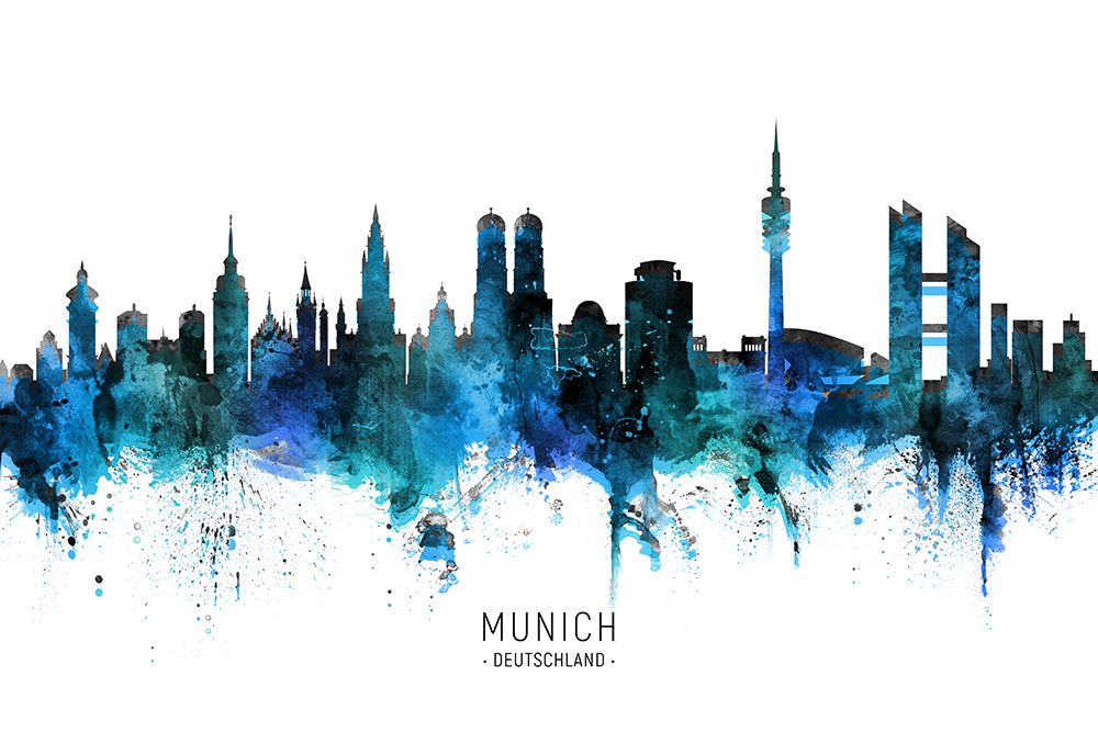 Munich Germany Skyline art print by Michael Tompsett for $57.95 CAD