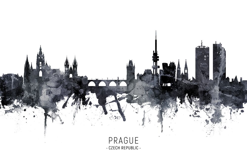 Prague Czech Republic Skyline art print by Michael Tompsett for $57.95 CAD