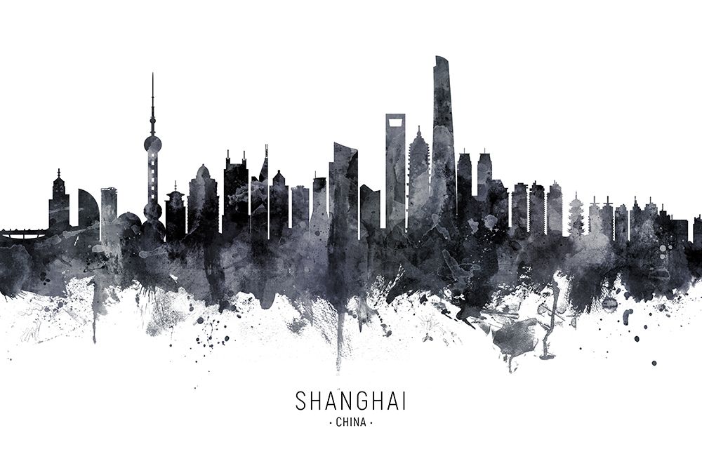Shanghai China Skyline art print by Michael Tompsett for $57.95 CAD