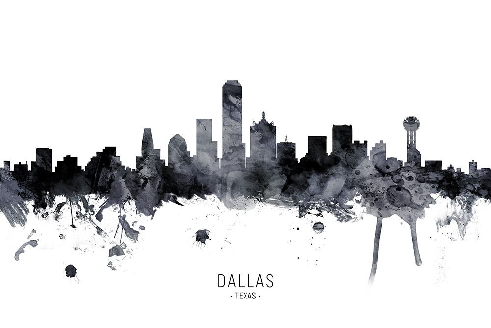 Dallas Texas Skyline art print by Michael Tompsett for $57.95 CAD