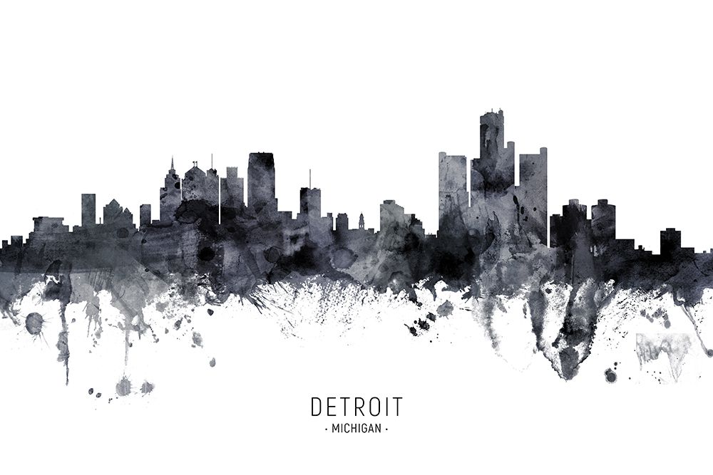 Detroit Michigan Skyline art print by Michael Tompsett for $57.95 CAD