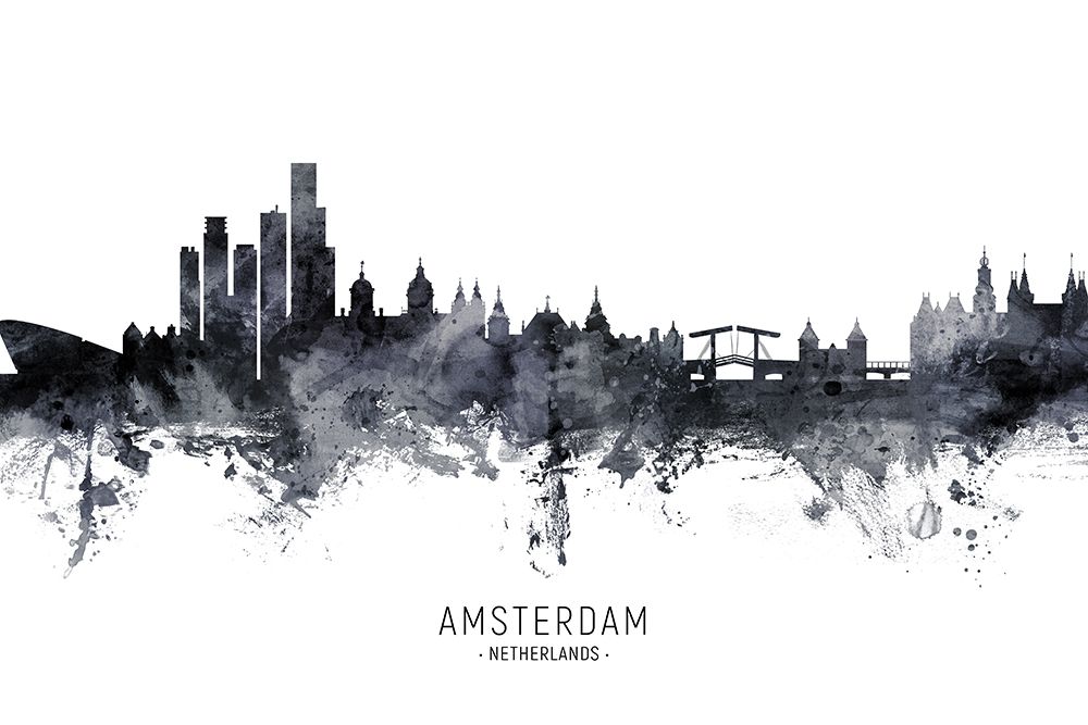 Amsterdam The Netherlands Skyline art print by Michael Tompsett for $57.95 CAD