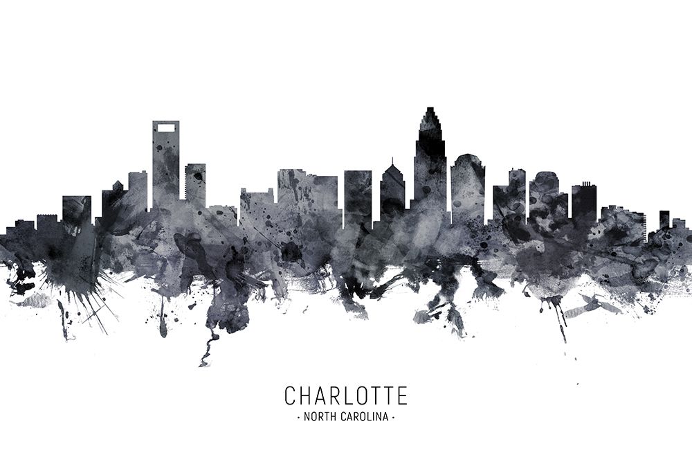 Charlotte North Carolina Skyline art print by Michael Tompsett for $57.95 CAD