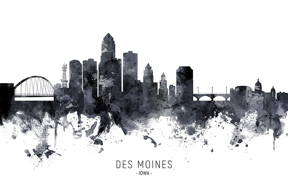 Des Moines Iowa Skyline art print by Michael Tompsett for $57.95 CAD