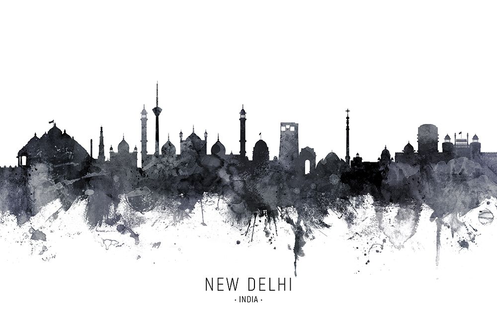 New Delhi India Skyline art print by Michael Tompsett for $57.95 CAD