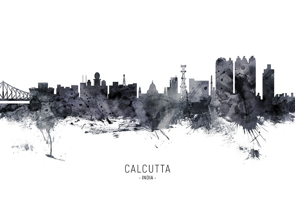 Kolkata (Calcutta) India Skyline art print by Michael Tompsett for $57.95 CAD