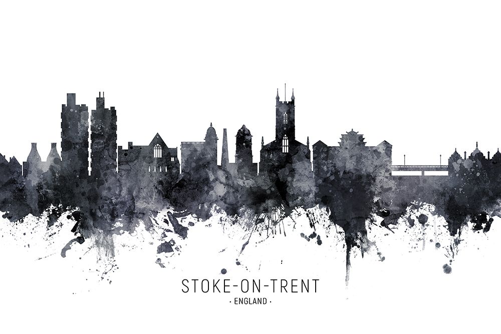 Stoke-on-Trent England Skyline art print by Michael Tompsett for $57.95 CAD