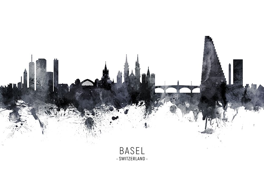 Basel Switzerland Skyline art print by Michael Tompsett for $57.95 CAD