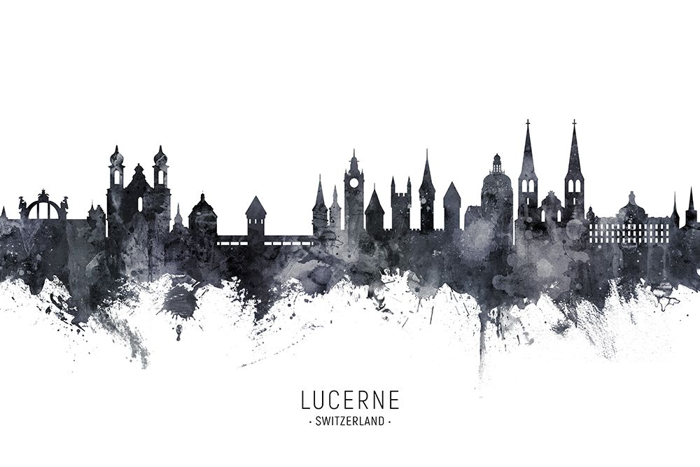 Lucerne Switzerland Luzern Skyline art print by Michael Tompsett for $57.95 CAD
