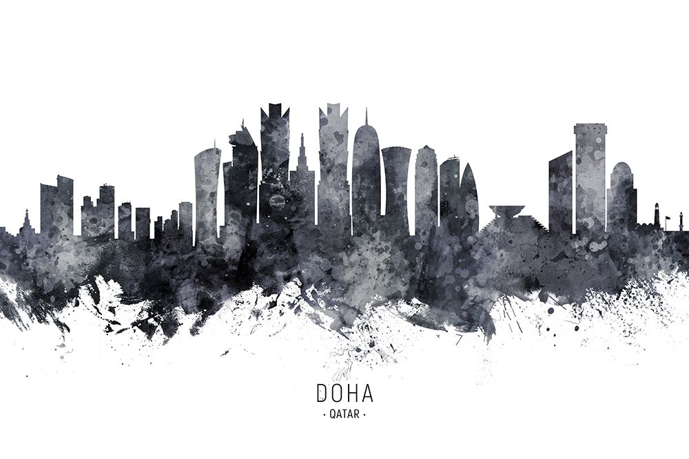 Doha Qatar Skyline art print by Michael Tompsett for $57.95 CAD