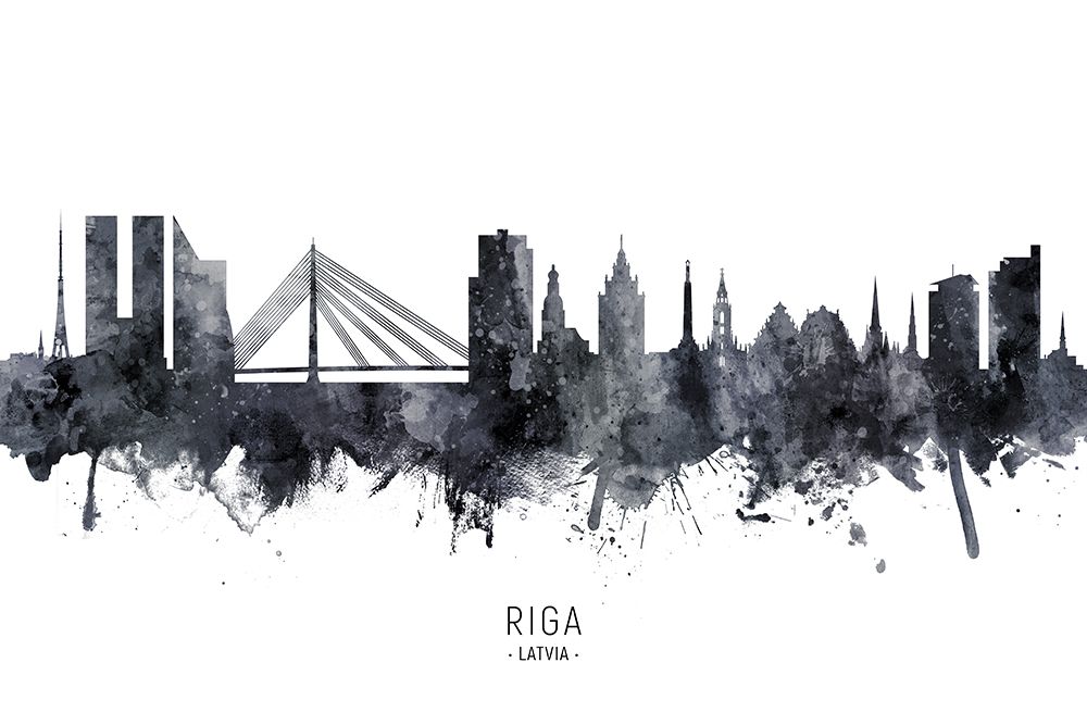 Riga Latvia Skyline art print by Michael Tompsett for $57.95 CAD