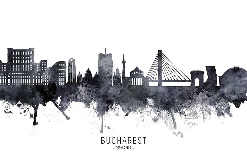 Bucharest Romania Skyline art print by Michael Tompsett for $57.95 CAD