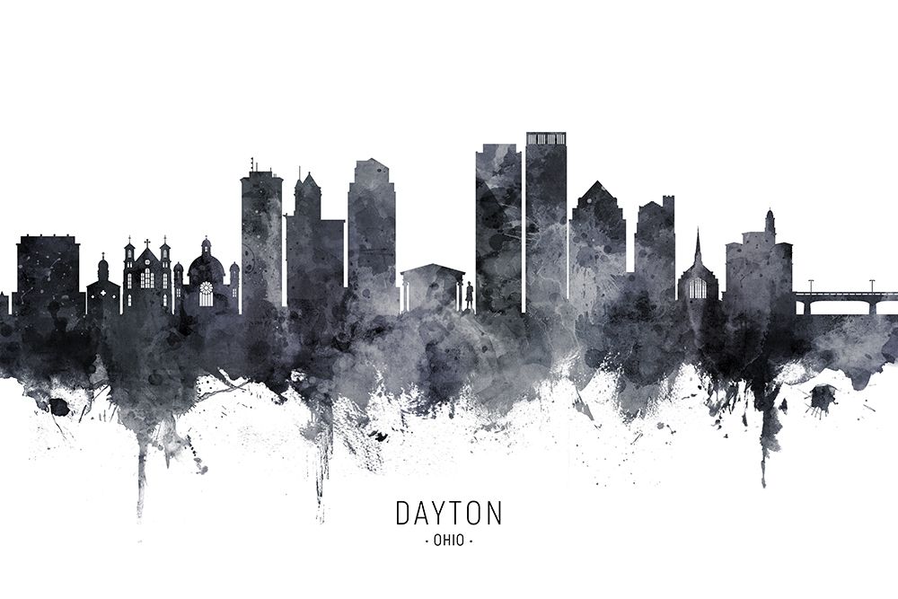 Dayton Ohio Skyline art print by Michael Tompsett for $57.95 CAD