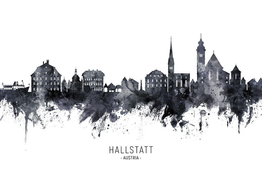 Hallstatt Austria Skyline art print by Michael Tompsett for $57.95 CAD