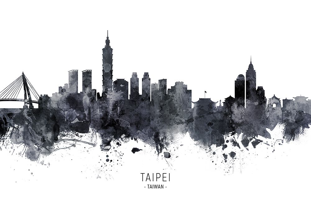Taipei Taiwan Skyline art print by Michael Tompsett for $57.95 CAD