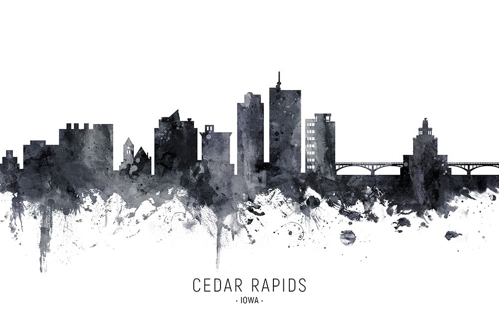 Cedar Rapids Iowa Skyline art print by Michael Tompsett for $57.95 CAD