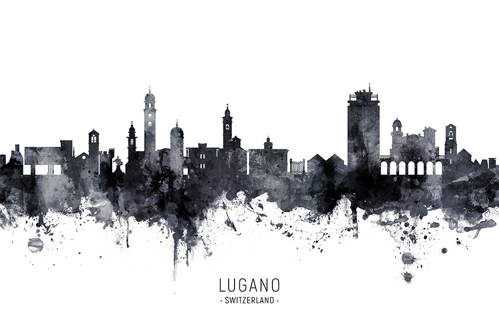 Lugano Switzerland Skyline art print by Michael Tompsett for $57.95 CAD