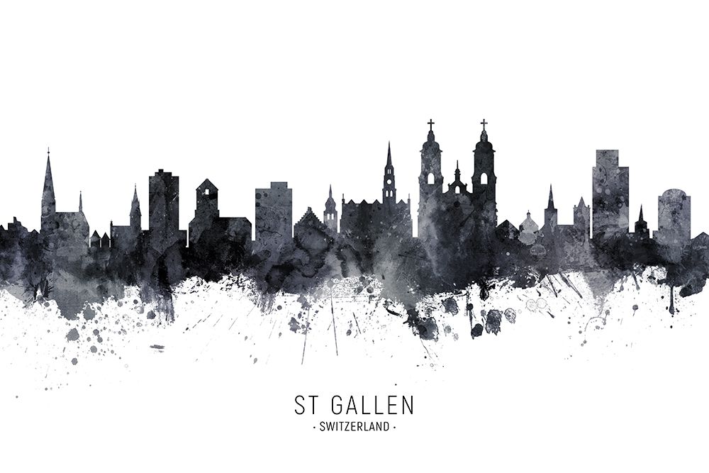St Gallen Switzerland Skyline art print by Michael Tompsett for $57.95 CAD