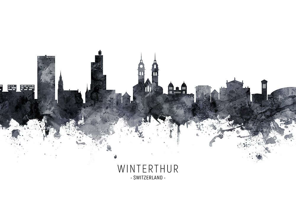Winterthur Switzerland Skyline art print by Michael Tompsett for $57.95 CAD