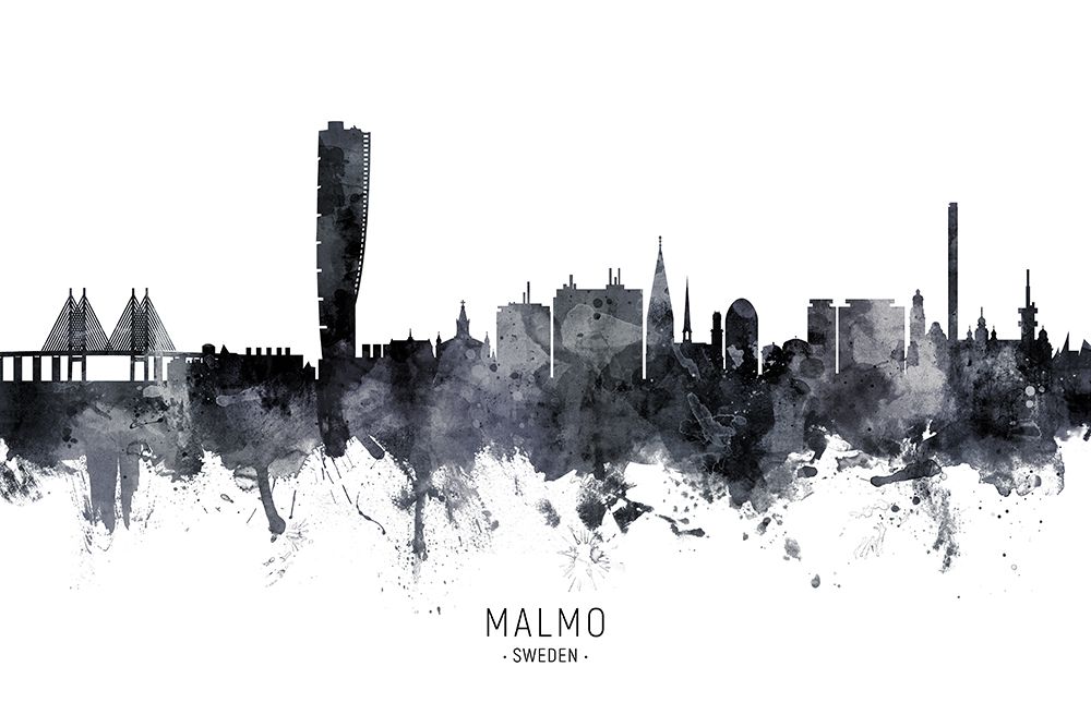 Malmo Sweden Skyline art print by Michael Tompsett for $57.95 CAD