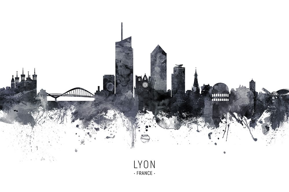 Lyon France Skyline art print by Michael Tompsett for $57.95 CAD