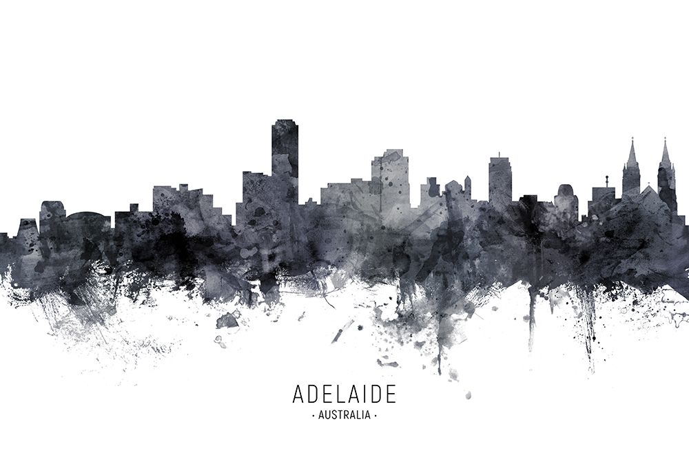 Adelaide Australia Skyline art print by Michael Tompsett for $57.95 CAD