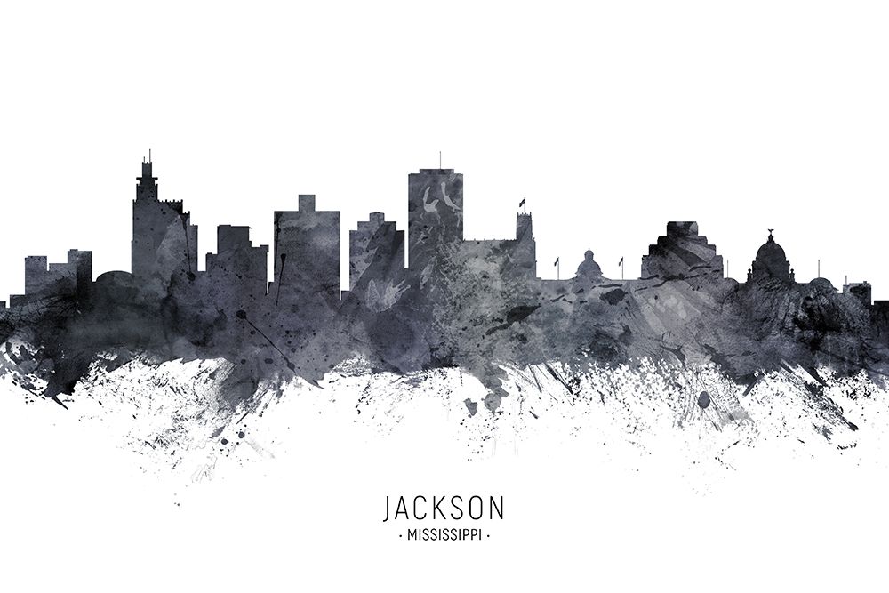 Jackson Mississippi Skyline art print by Michael Tompsett for $57.95 CAD
