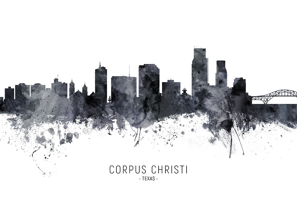 Corpus Christi Texas Skyline art print by Michael Tompsett for $57.95 CAD