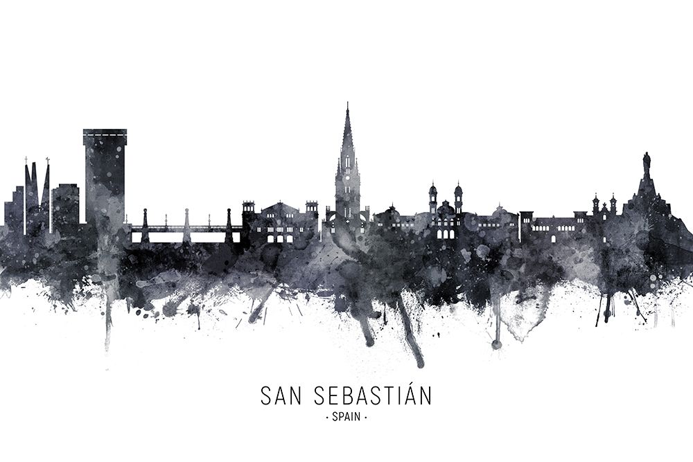 San Sebastian Spain Skyline art print by Michael Tompsett for $57.95 CAD
