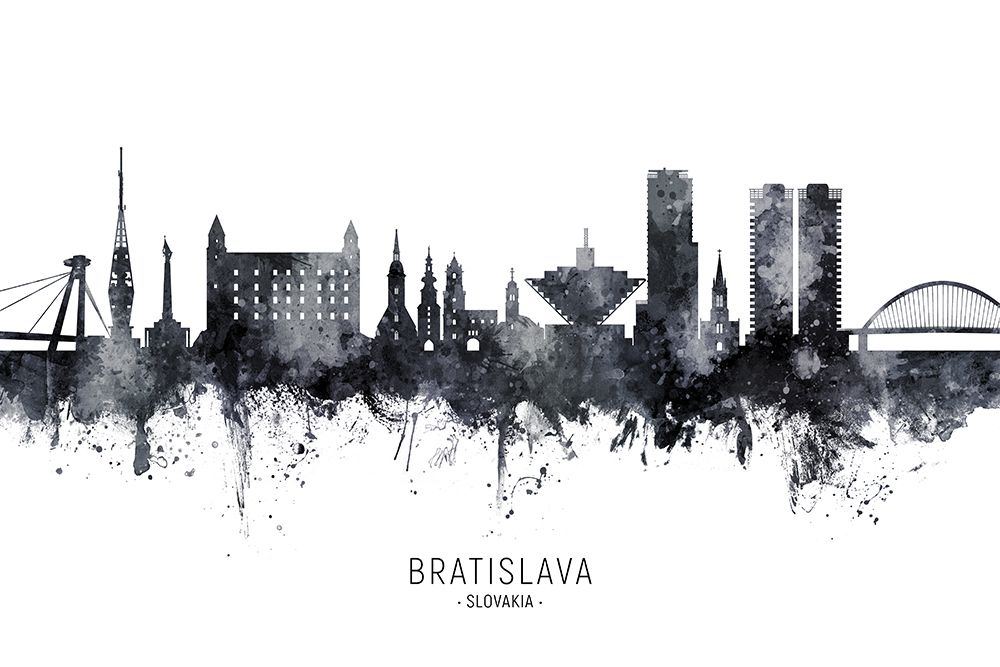 Bratislava Slovakia Skyline art print by Michael Tompsett for $57.95 CAD