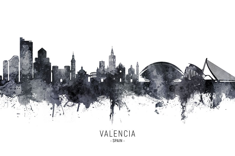 Valencia Spain Skyline art print by Michael Tompsett for $57.95 CAD