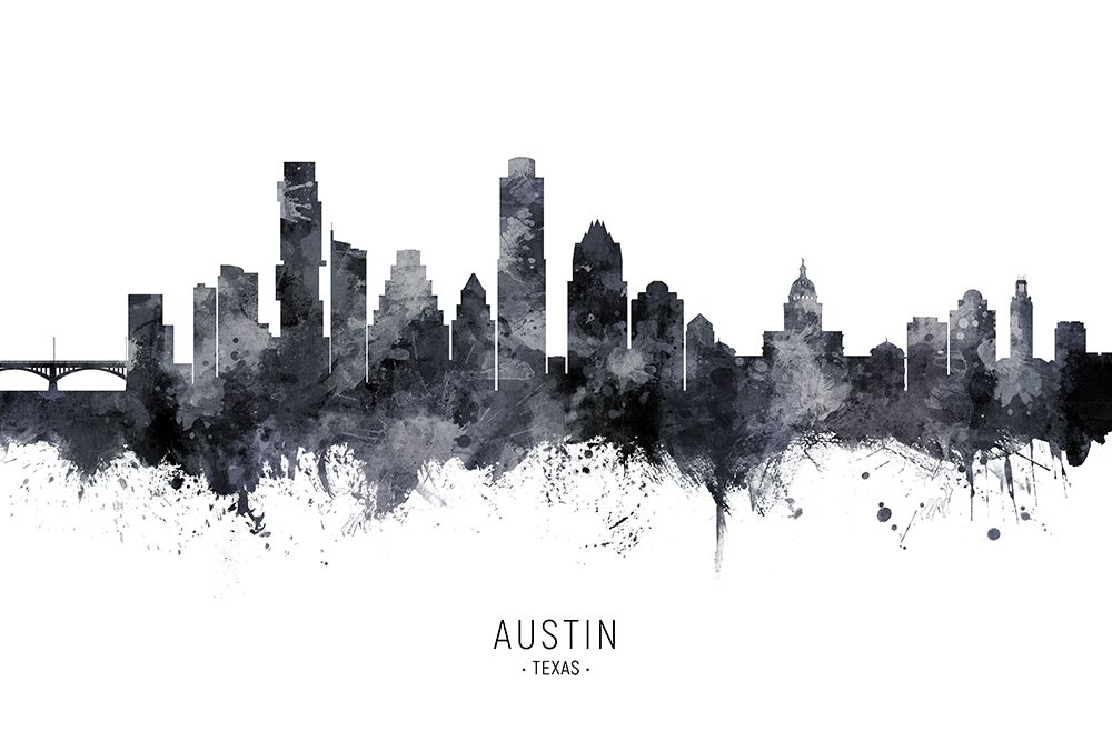Austin Texas Skyline art print by Michael Tompsett for $57.95 CAD