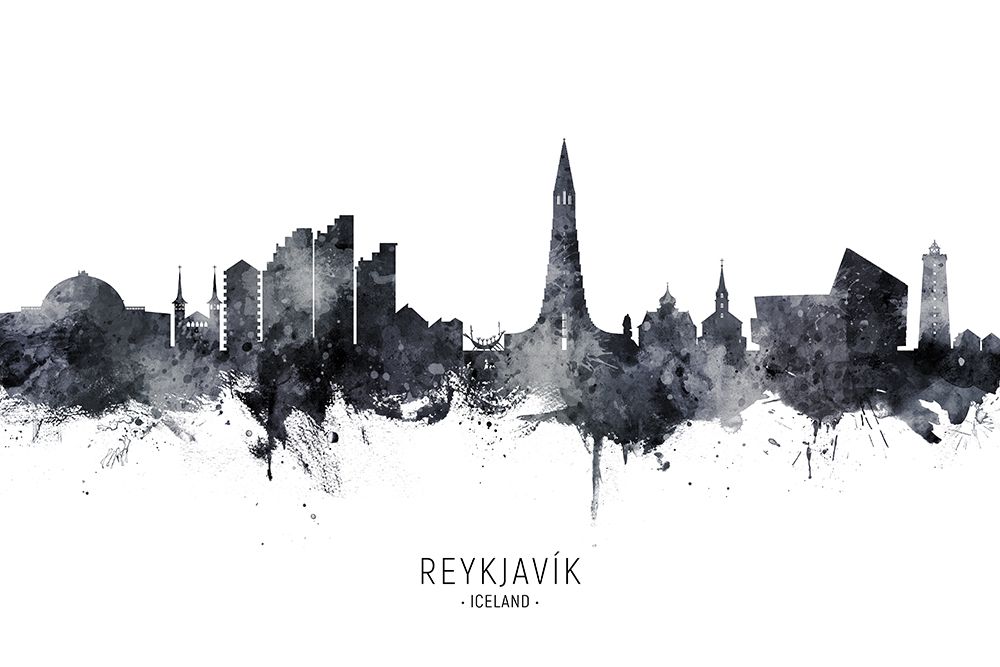 ReykjavAsk Iceland Skyline art print by Michael Tompsett for $57.95 CAD
