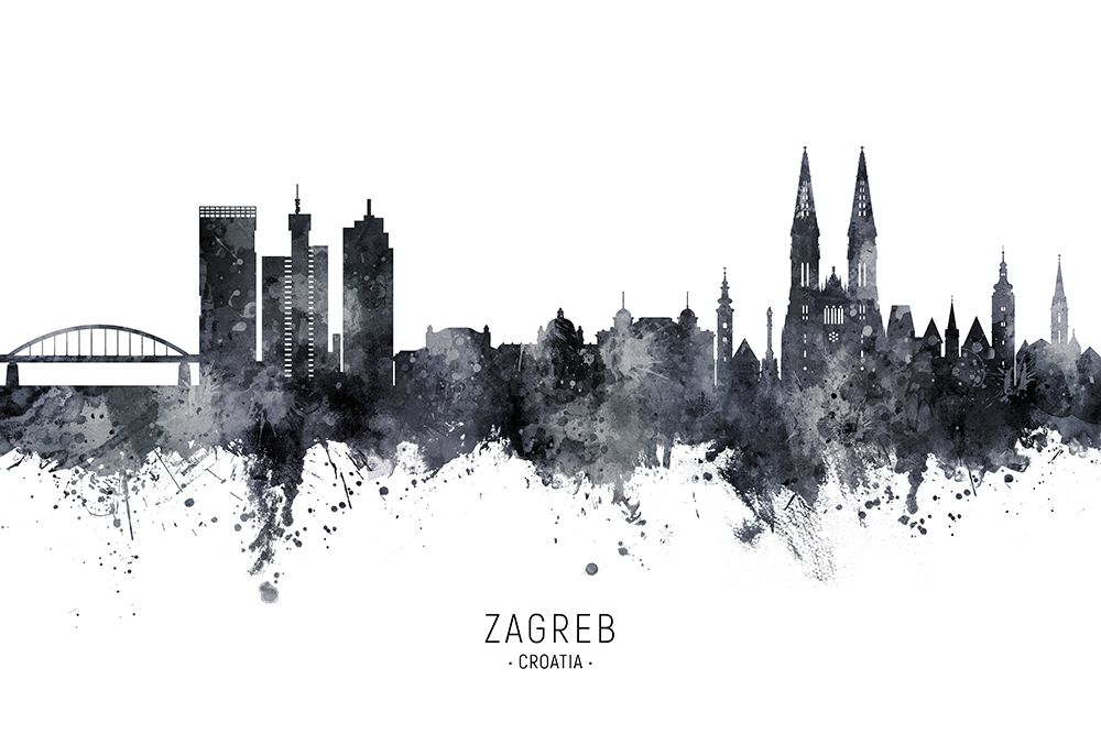 Zagreb Croatia Skyline art print by Michael Tompsett for $57.95 CAD