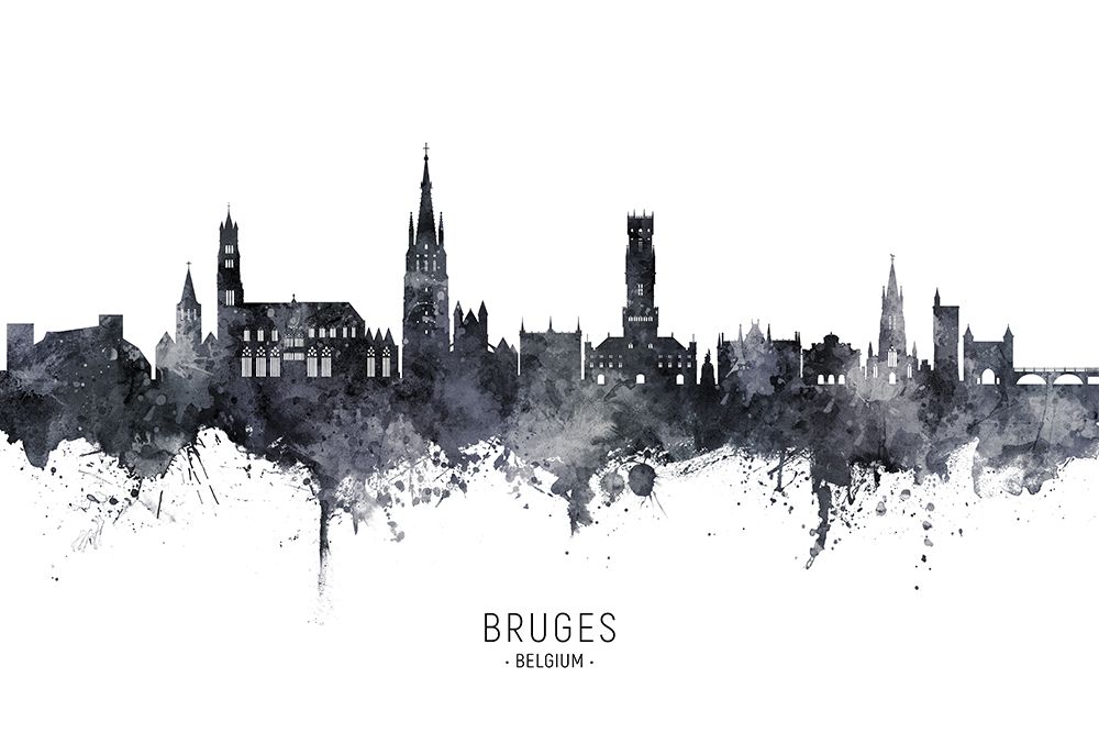 Bruges Belgium Skyline art print by Michael Tompsett for $57.95 CAD