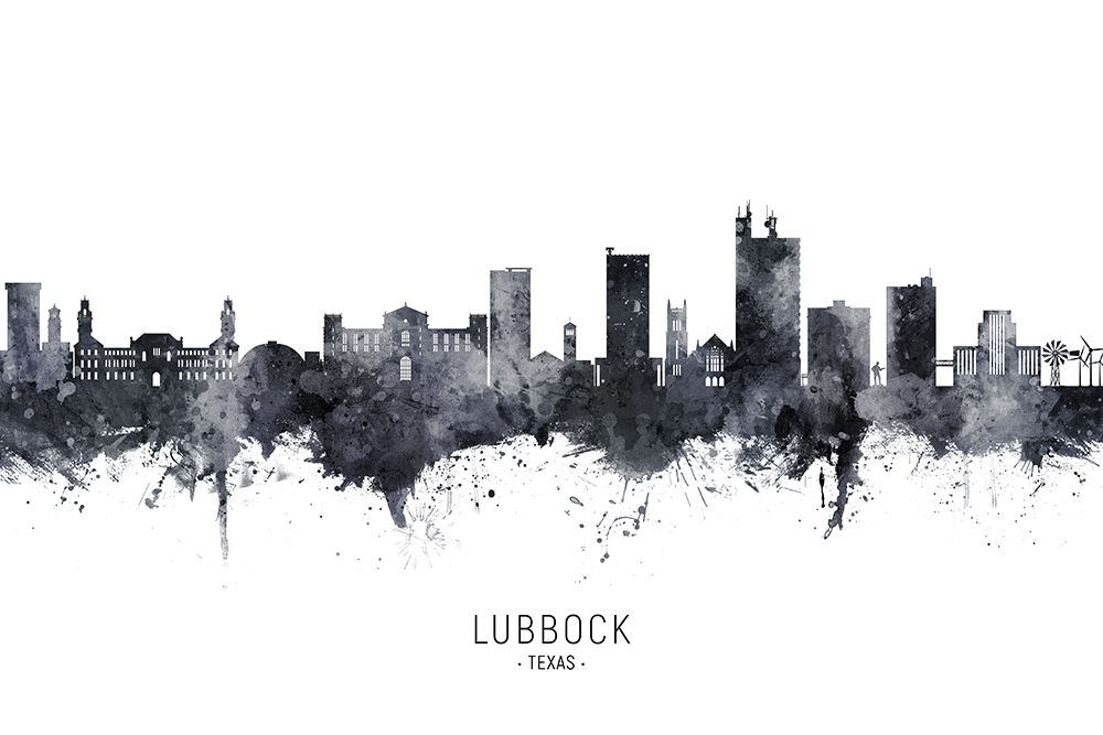Lubbock Texas Skyline art print by Michael Tompsett for $57.95 CAD