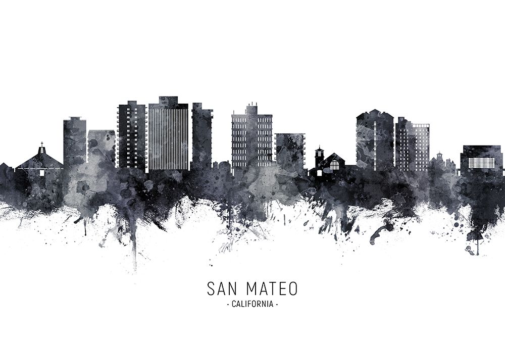 San Mateo California Skyline art print by Michael Tompsett for $57.95 CAD