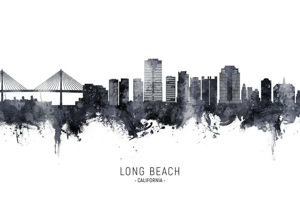 Long Beach California Skyline art print by Michael Tompsett for $57.95 CAD