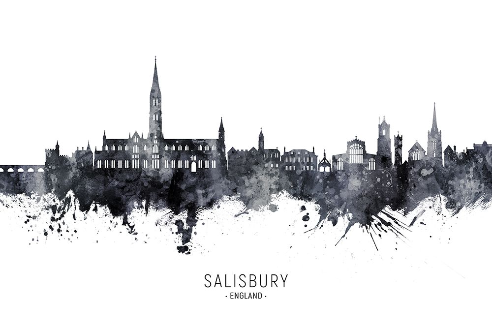 Salisbury England Skyline art print by Michael Tompsett for $57.95 CAD