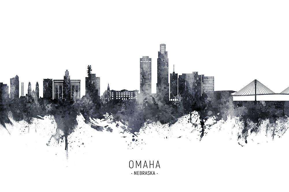 Omaha Nebraska Skyline art print by Michael Tompsett for $57.95 CAD