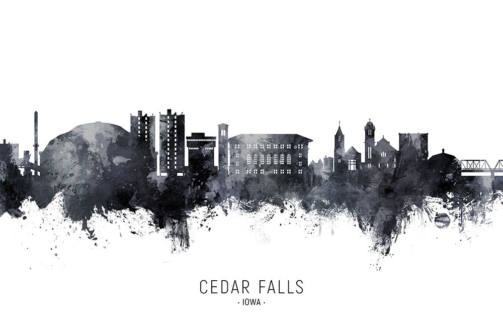 Cedar Falls Iowa Skyline art print by Michael Tompsett for $57.95 CAD