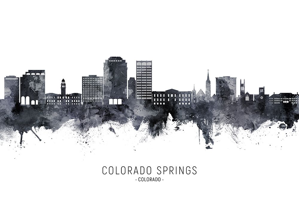 Colorado Springs Colorado Skyline art print by Michael Tompsett for $57.95 CAD