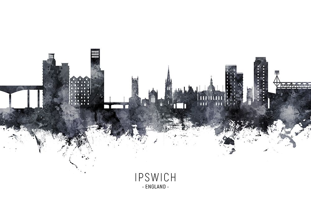 Ipswich England Skyline art print by Michael Tompsett for $57.95 CAD