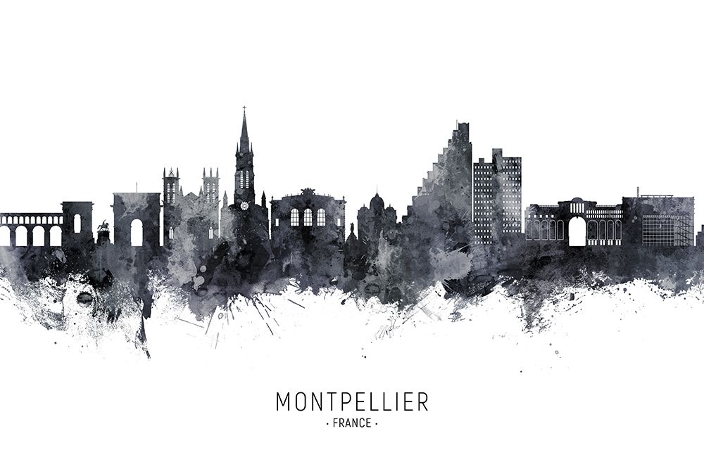 Montpellier France Skyline art print by Michael Tompsett for $57.95 CAD