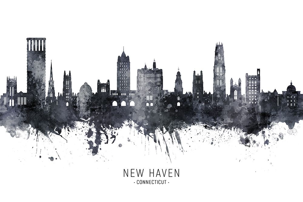 New Haven Connecticut Skyline art print by Michael Tompsett for $57.95 CAD