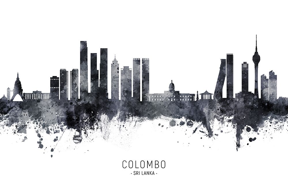 Colombo Sri Lanka Skyline art print by Michael Tompsett for $57.95 CAD