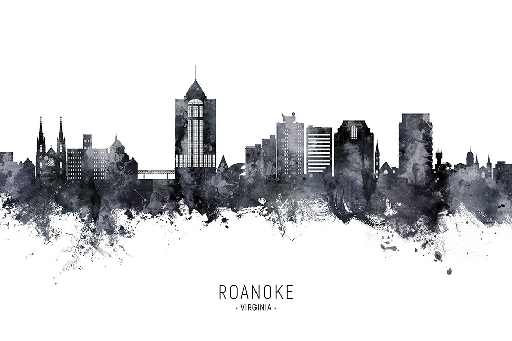 Roanoke Virginia Skyline art print by Michael Tompsett for $57.95 CAD