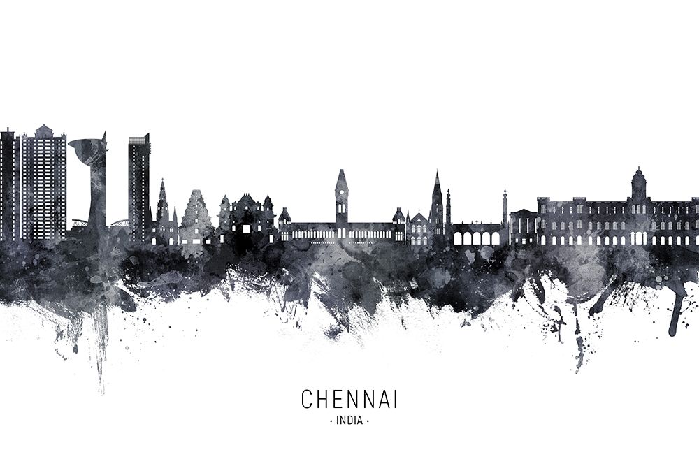 Chennai Skyline India art print by Michael Tompsett for $57.95 CAD