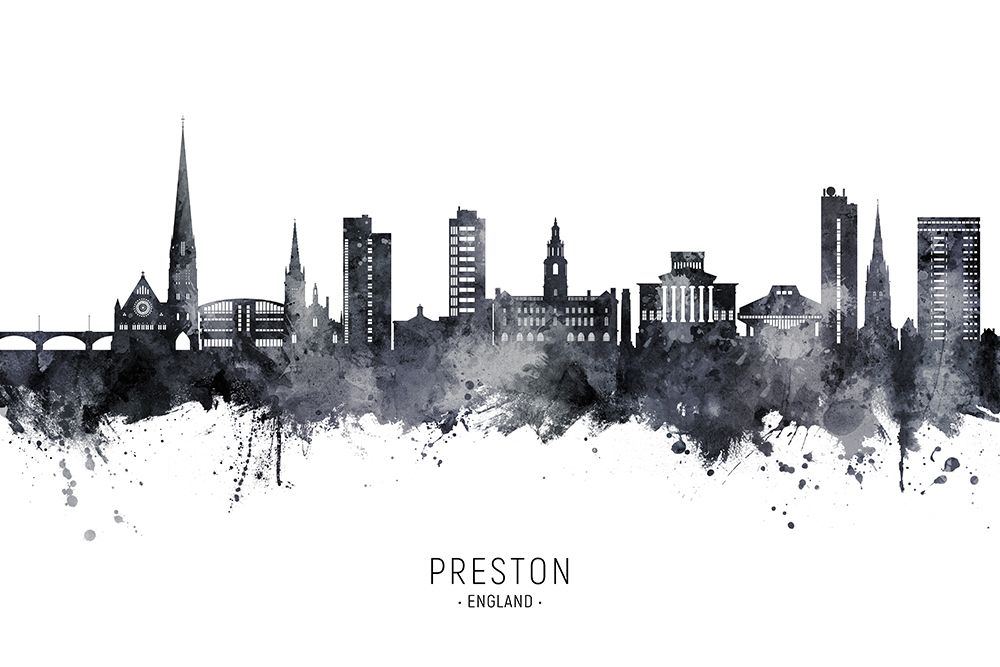 Preston England Skyline art print by Michael Tompsett for $57.95 CAD