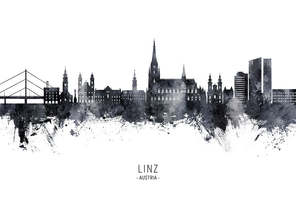Linz Austria Skyline art print by Michael Tompsett for $57.95 CAD